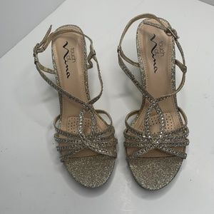 Touch of Nina | Gold Rhinestone Strappy Heels